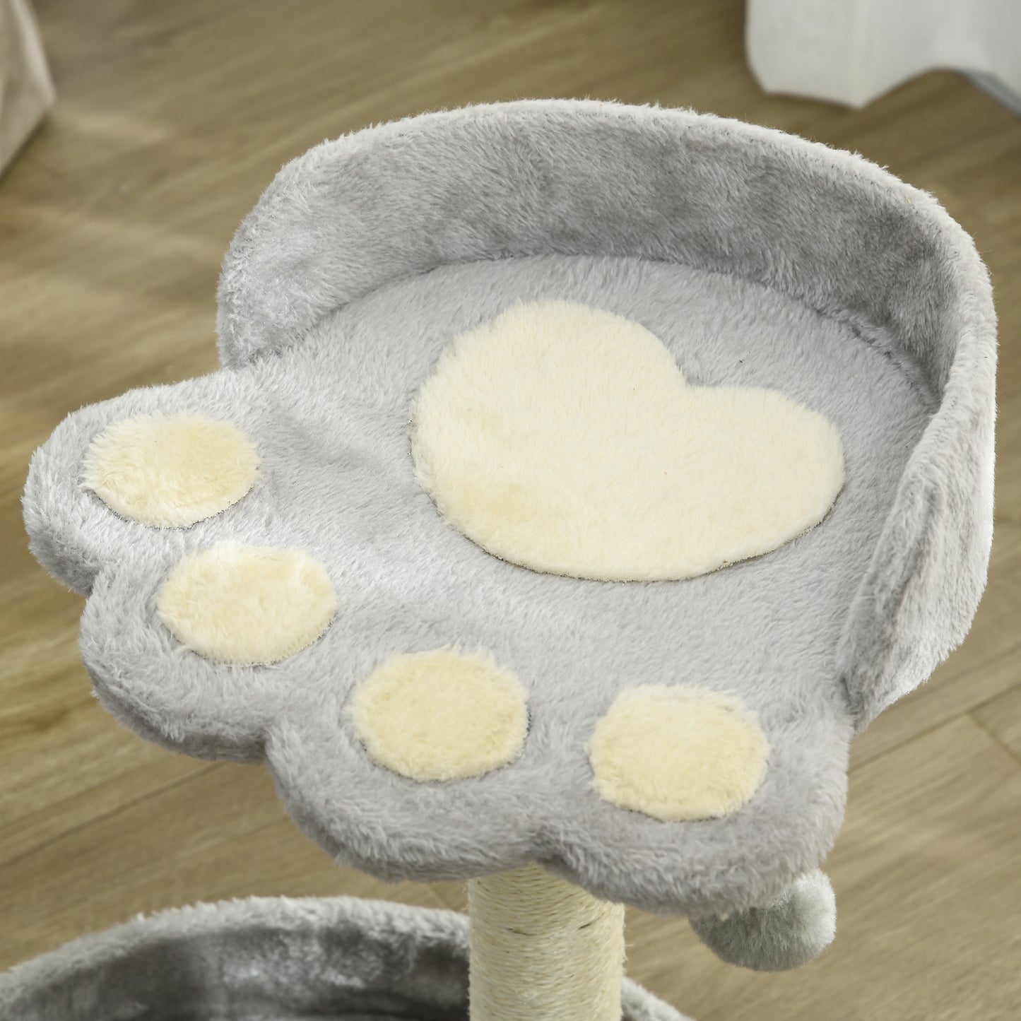 44cm Cat Tower with Sisal Cat Scratching Post, Cat Claw Shape, Light Grey | PawHut-6